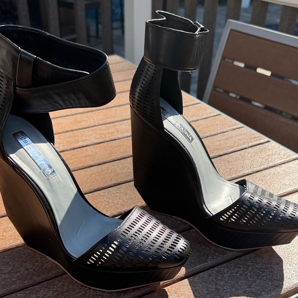 Black Wedge Sandals